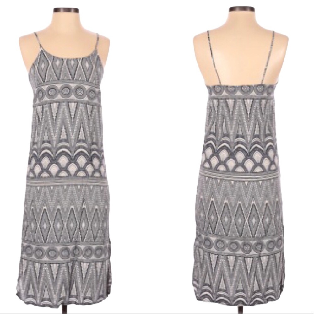H&M Geometric Aztec Print Spaghetti Strap Midi Sheath Dress Small S